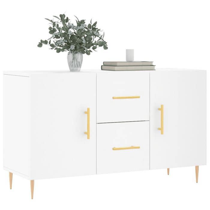 VidaXL Buffet, Armoire de Rangement avec Pieds, Meuble de Rangement, Organisateur Salon Salle de Séjour, Moderne, Blanc Bois 828156