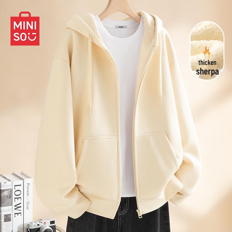 

MINISO Unisex Winter Warm Lamb Wool Hooded Cardigan Jacket M