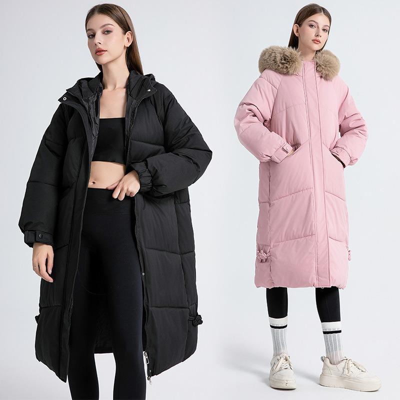 Padded jacket winter new women's long over-knee padded jacket big fur collar thickened warm padded jacket trendy