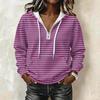 Felpa con cappuccio da donna a maniche lunghe con stampa a righe Pullover con