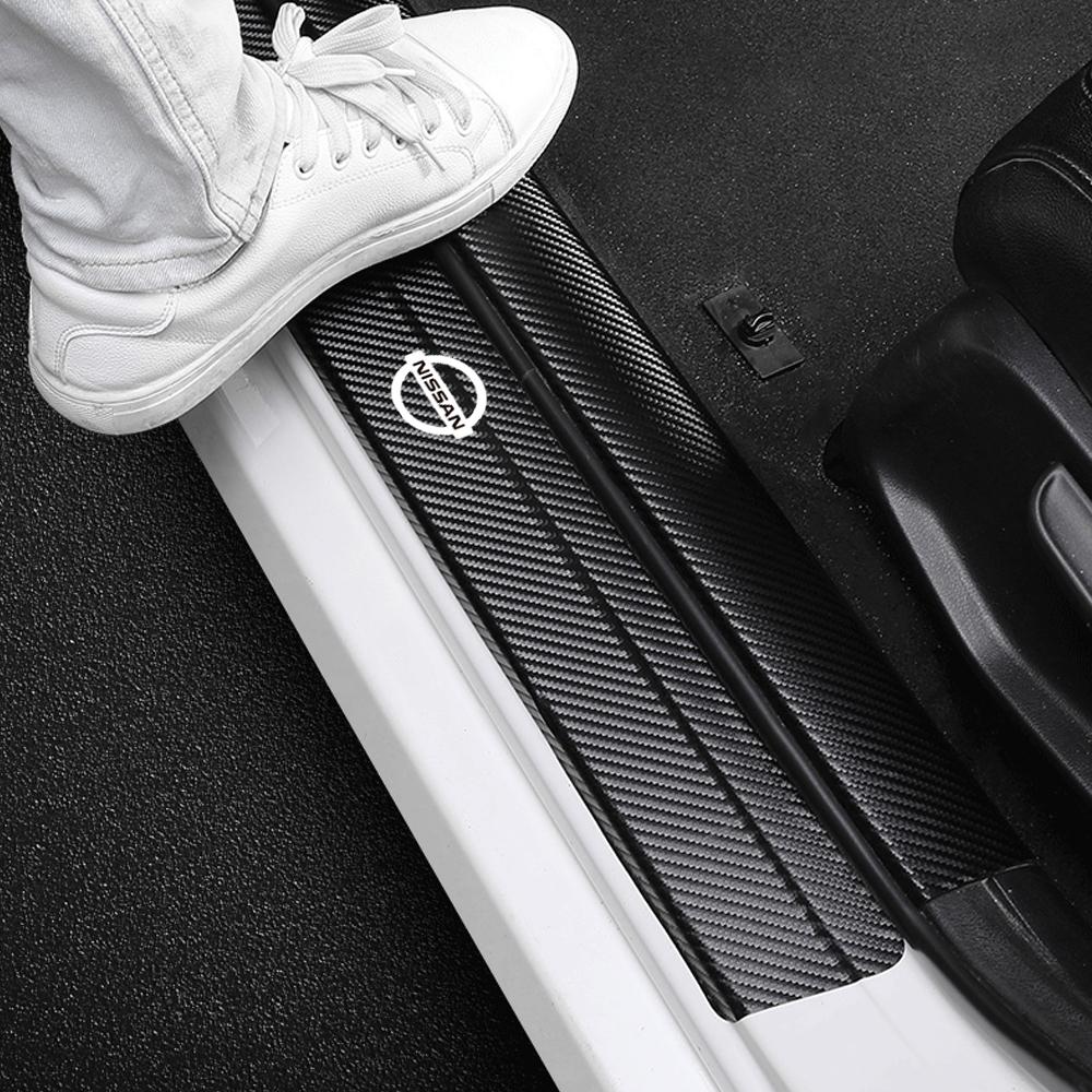 4PC Car Door Sill Pedal Carbon Fiber Protective Film Anti-scratch And Waterproof Sticker For Nissan Nismo Qashqai Sylphy X-Trail