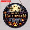 2d Flat 20*20cm, Home Decoration, Happy Halloween Wooden Circular Logo, Creative Decorative Board, for Home, Office, Cafe, Club, Garden Decor.
