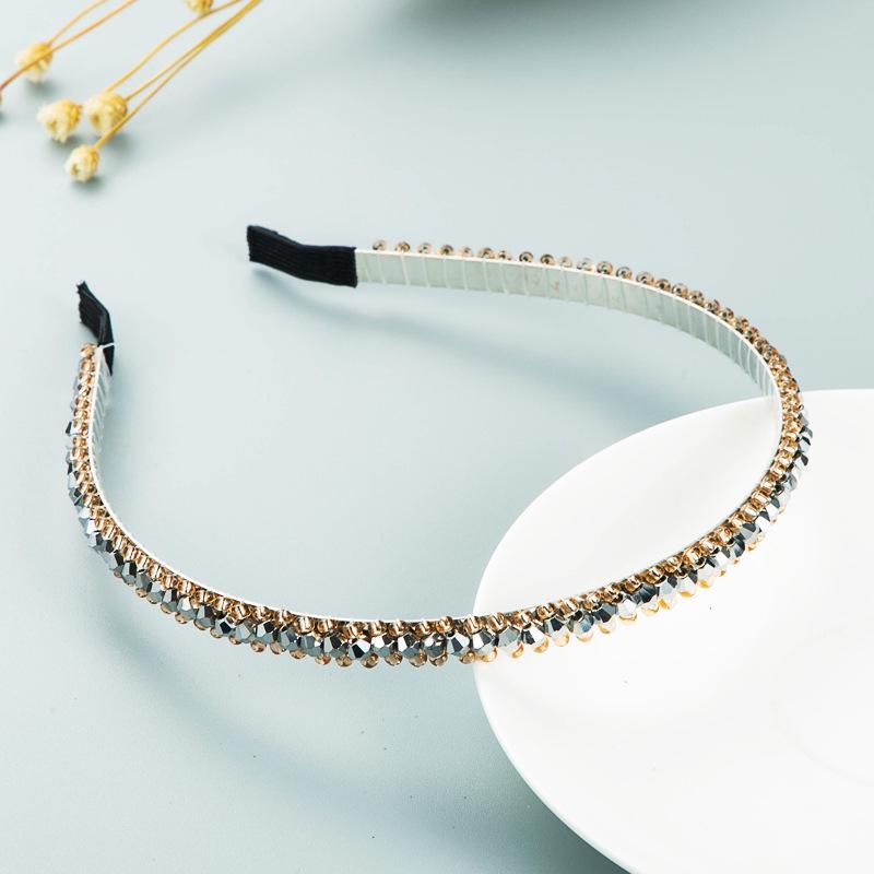 

Повязка на голову со стразами в корейском стиле: Изящный тонкий край ручной работы для женщин серебряный/коричневый