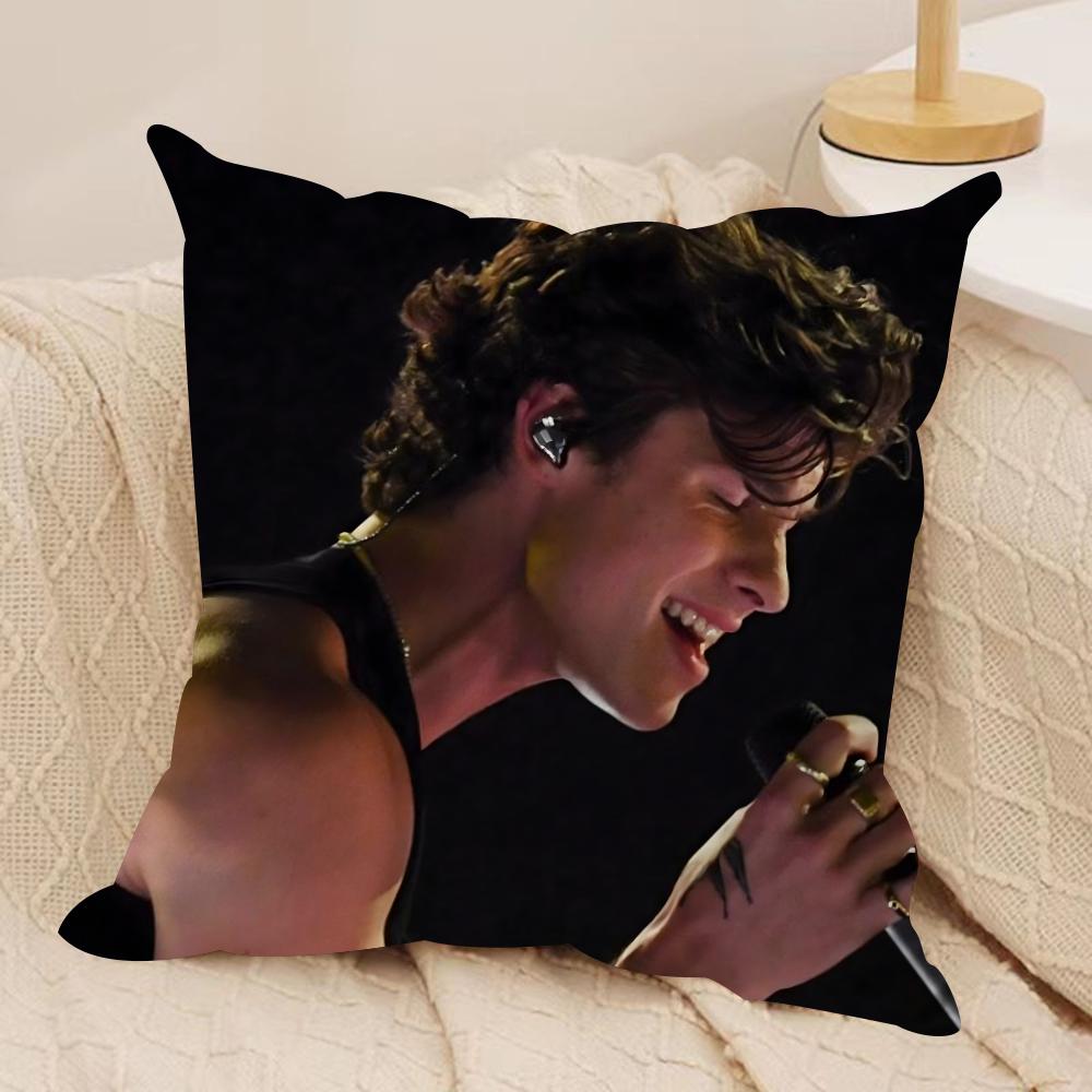 Sänger SShawn Mendes Kissenbezug Seidiger Kurzer Plüsch Beidseitig Bedruckter Kissenbezug für Sofa Alle Jahreszeiten Heimdekoration Geschenk