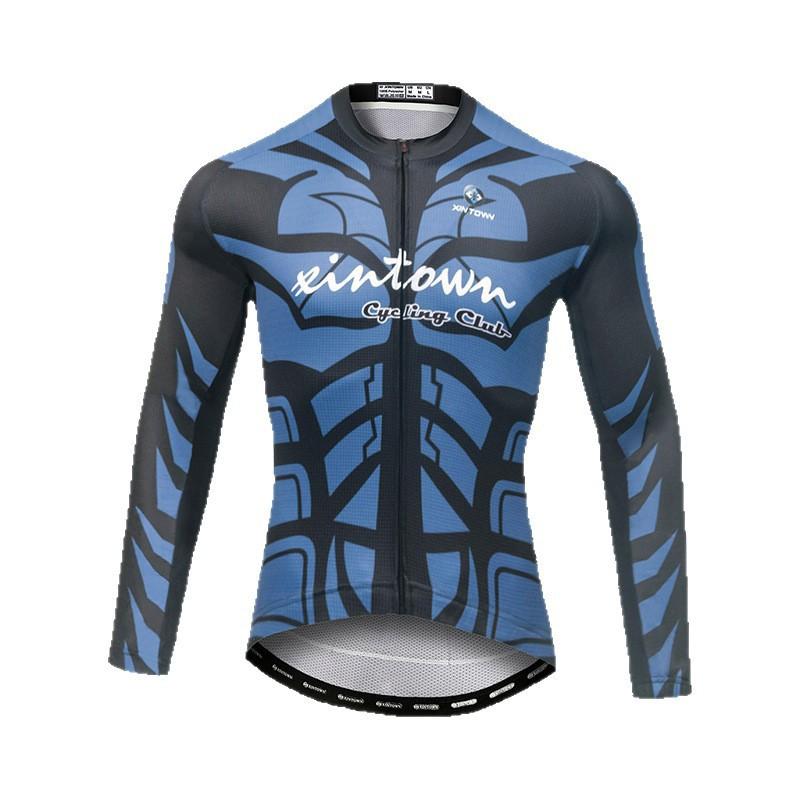 Mens Long Sleeve Cycling Jersey Moisture Wicking Bike Wear Road Riding Top