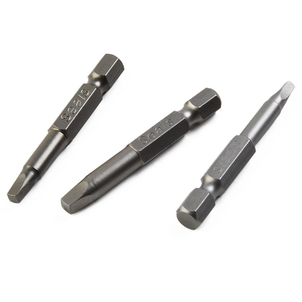 Square Head 3pcs Screwdriver Bits Set 50mm Magnetic Steel for Pneumatic and Electric Screwdrivers Hand Drill Repair Tools