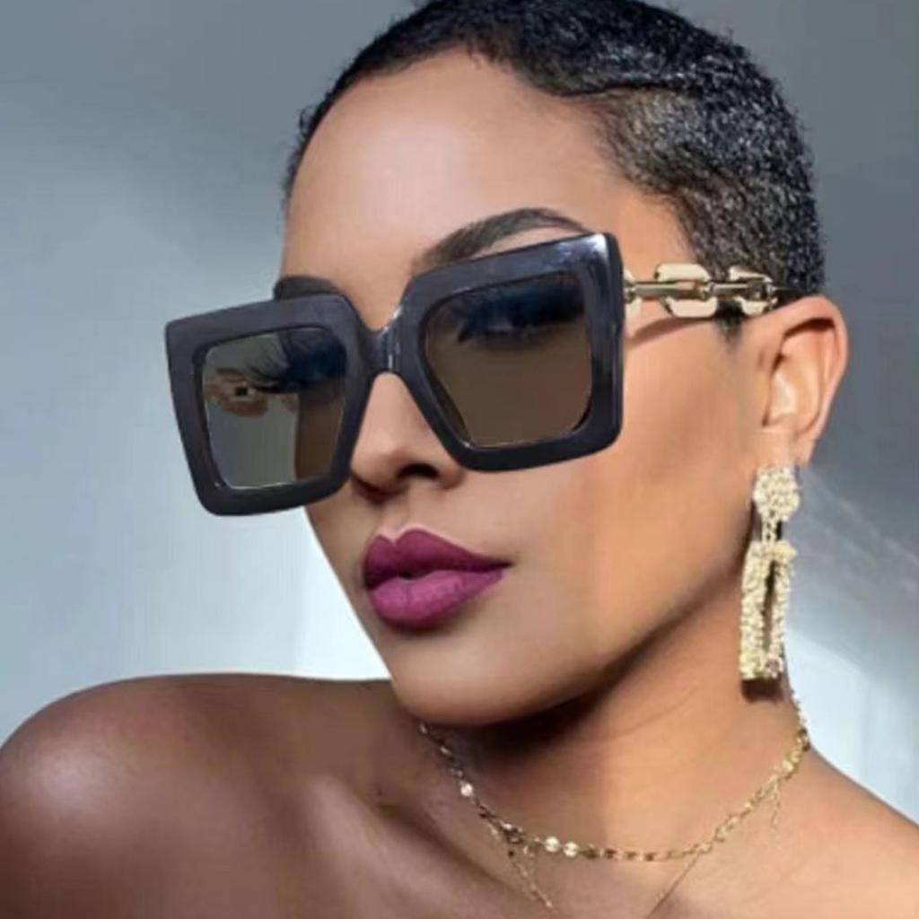 3pcs/Set Women's Square Frame Trendy Fashion Glasses With Chain Decor For Daily Life Elegant Shades Beach Accessories