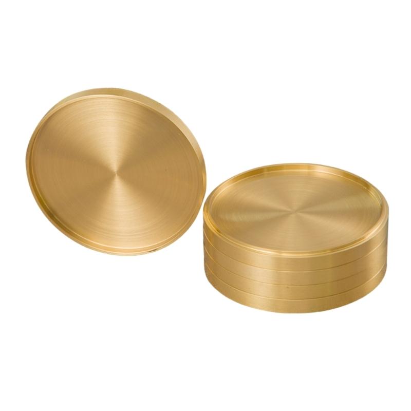 5Pcs Brass Coaster Metal Dining Disc Heat Insulation Mat Round Display Plate Teas Coffee Cup Tray Home Keys Storage Tray