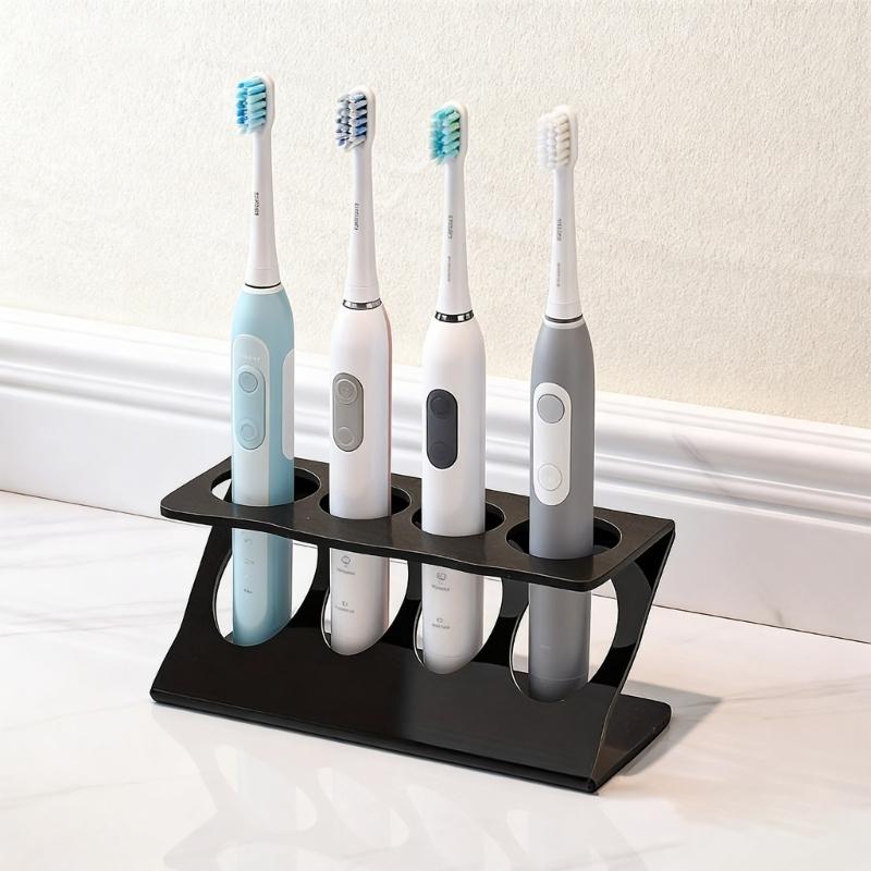 Modern 3D Printed Toothbrush Stand Organizers For Electric Brushes And Mouth Care Products In Delicate Black Or White