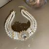 Artificial Pearl Crystal Diamond Necklace European and American Exaggerated Atmosphere Short Neck Choker Retro Internet Celebrity Necklace