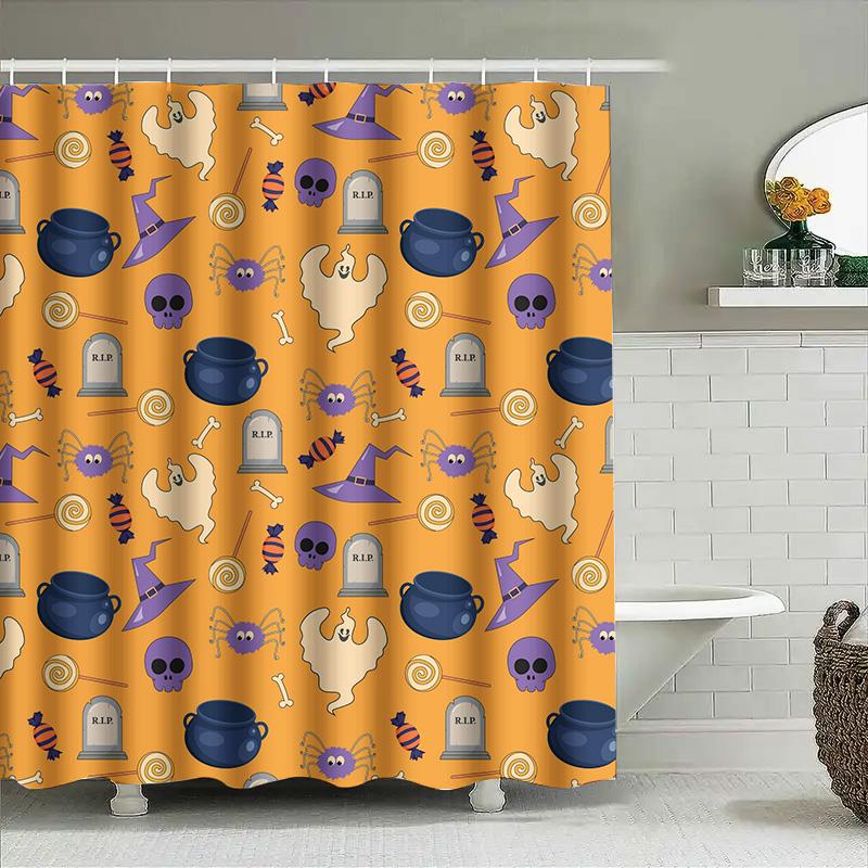 

Tuniu Halloween Cartoon Bat Ghost Shower Curtain For Kids Baby Girls Room Decor W60H190(CM)-1 Pcs