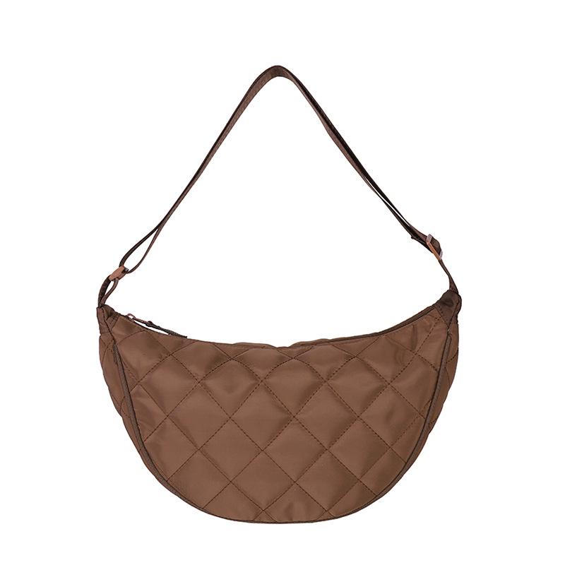 

Зима 20256 Женская мода Вышитая Аргайл Сумка-пельмень - Дорожная сумка, Сумка на плечо, Сумка через плечо. 40cm x 11cm x 21cm коричневый