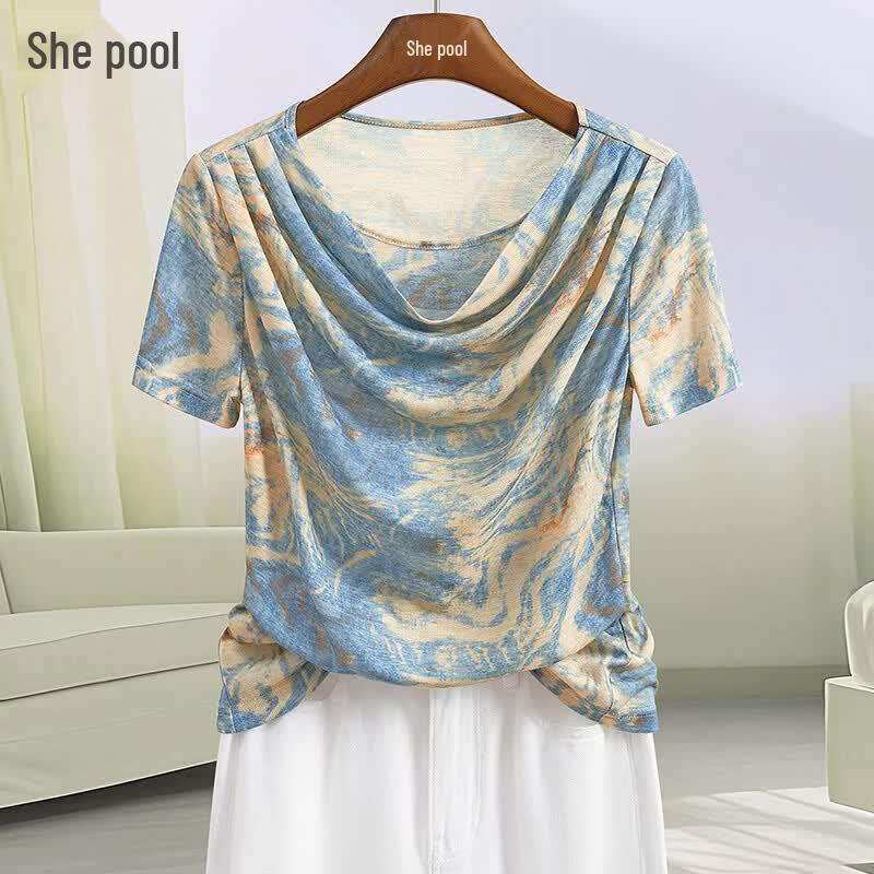 

Women s Oil Painting Print Casual Short Sleeve T-Shirt M