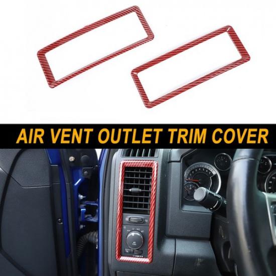 Center Console Air Vent Outlet Trim Cover For Dodge RAM 10-17 Red Carbon Fiber