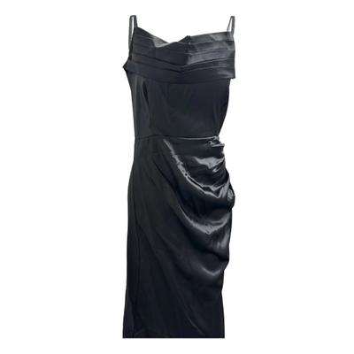 Lady Evening Dress Stain Side Slit Pleated Backless Slim Fit Spaghetti Strap Maxi Dress Low-cut Neck Sleeveless A-line Slip Dress for Wedding Banquet