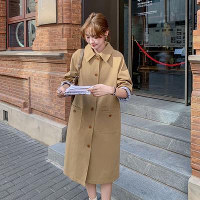Khaki Super-good-looking Windbreaker Coat for Women, Mid-length, Casual, British-style, Korean-style Coats Are Popular In Autumn This Year