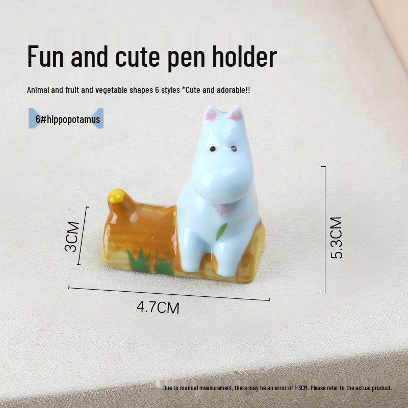 Cute Cartoon Nail Art Pen & Brush Holder - Hippo, Watermelon, Banana Design