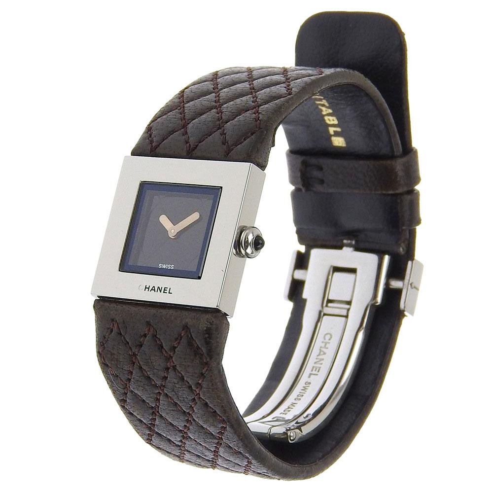 CHANEL Matelasse Watches H0116 blackDial Stainless Steel Quartz Analog display Women Used