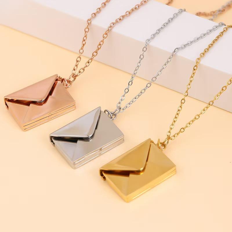 1Pcs Customized Stainless Steel Jewelry Confession Love You For Valentine Day Gift Love Letter Envelope Pendant Necklace