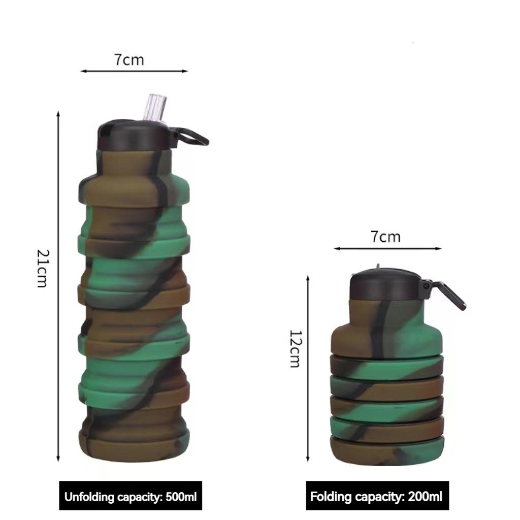 Faltbare Wasserflasche mit Ausgießer, wiederverwendbare Silikon-Wasserflasche, tragbarer Wander-Wasserbecher für Outdoor-Bergsteigen