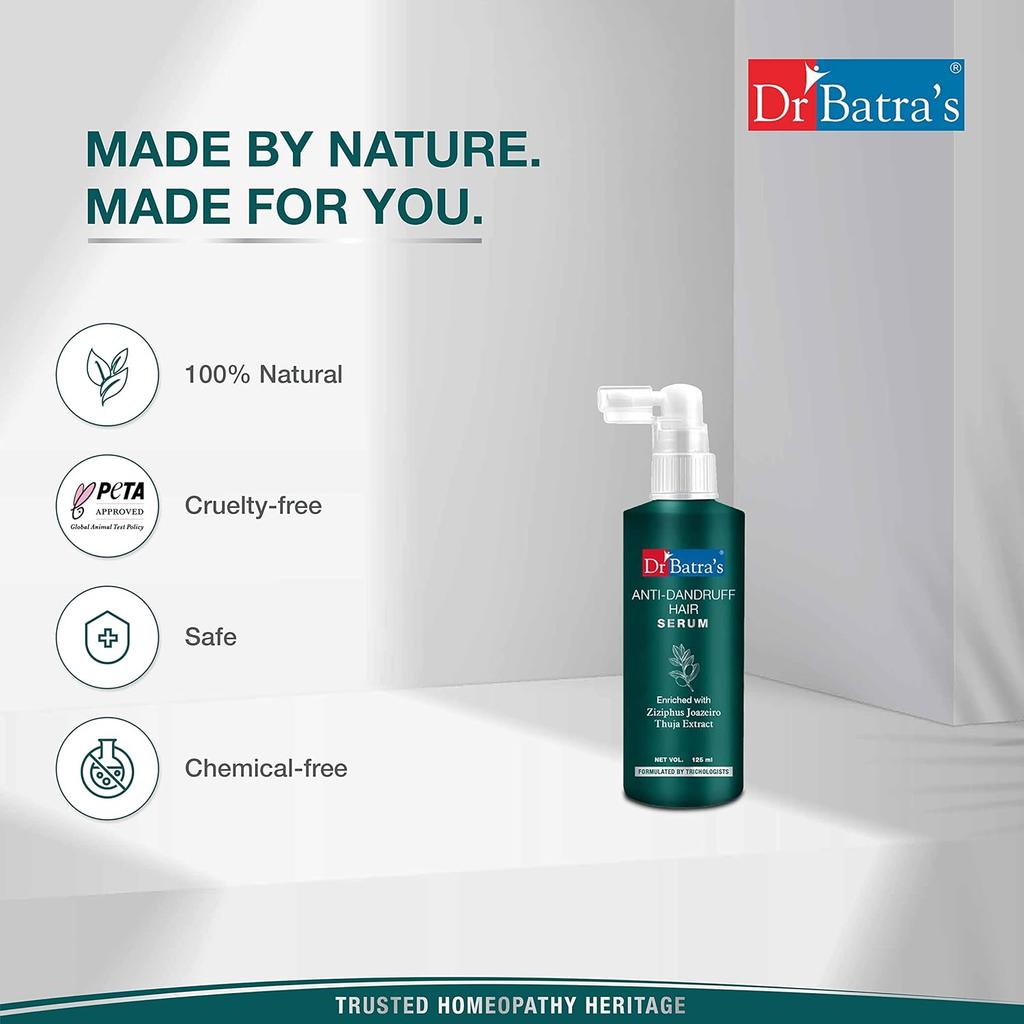 Dr Batra's Anti-Dandruff Hair Serum 125 ml Pack of 1, Natural Extracts for Healthy, Flake-Free Scalp, Paraben & Sulfate Free