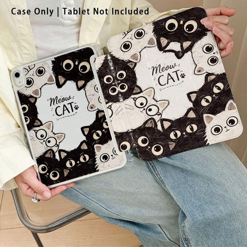 IPad Air 8 Case 10.9 Inch Acrylic Flip Cover With Pen Slot Shockproof Stand Magnetic Sleep Function Cartoon Animal Design