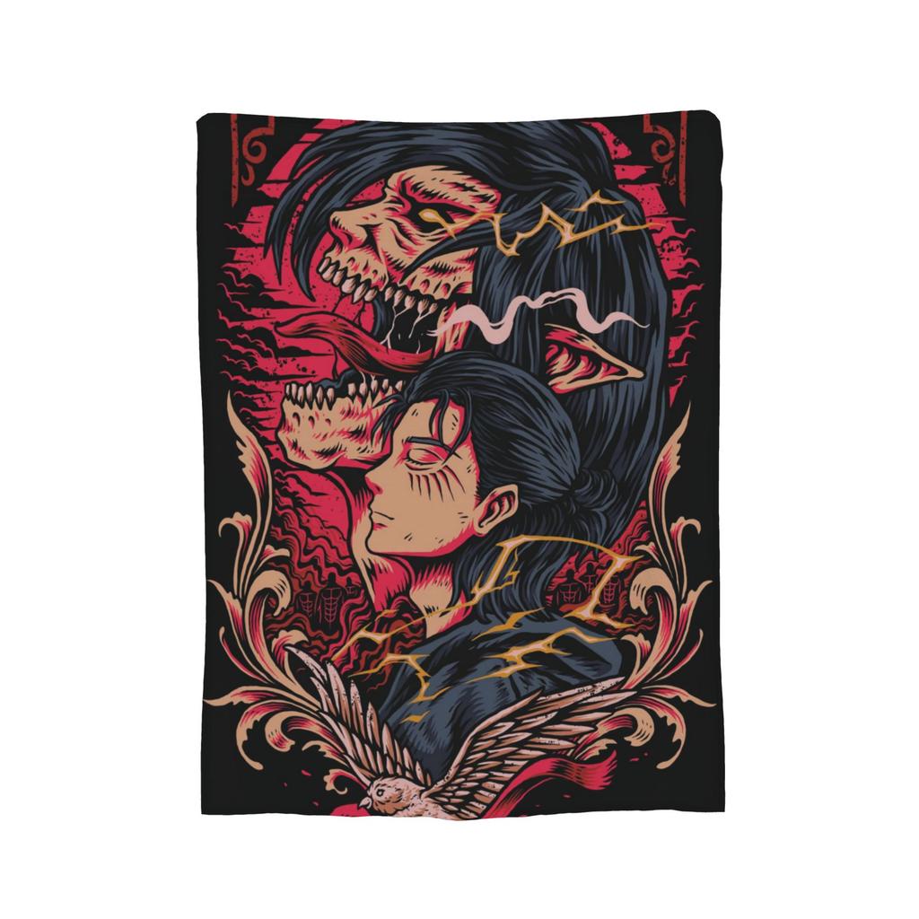 Shingeki no Kyojin Mikasa Ackerman Attack on Titan Blankets Flannel Spring/Autumn Portable Warm Throw Blanket for Sofa Rug Piece