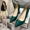 Foreign trade 2025 large size thick heel fashion high heels sexy professional candy color versatile patent leather light mouth French