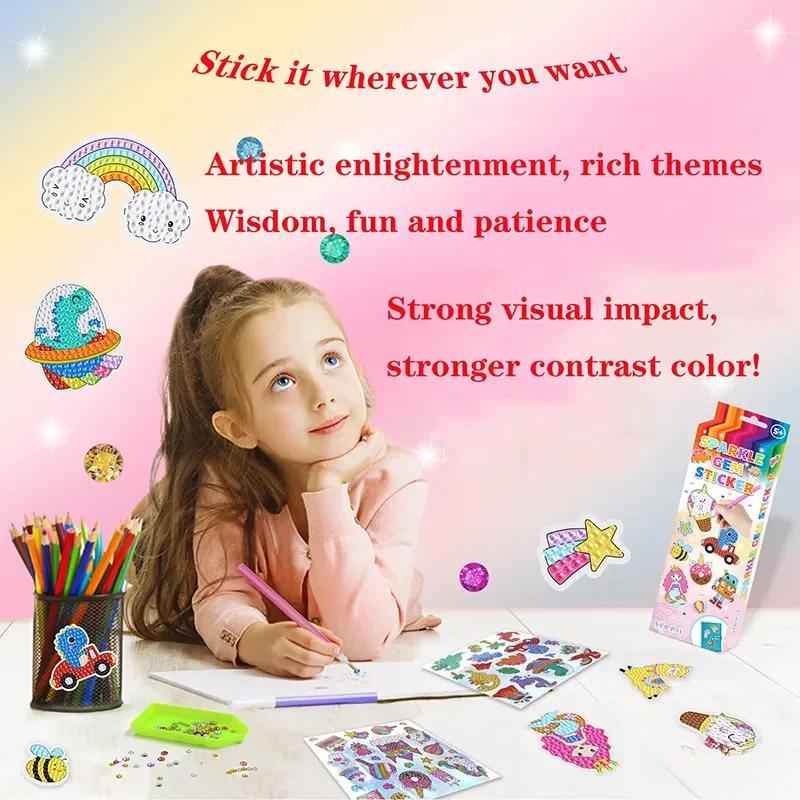 Good Quality GEM 5D Diamond Painting Stickers Kit Kids Handmade with DIY Painting Tools Cute Art Crafts Toys for Children Gifts
