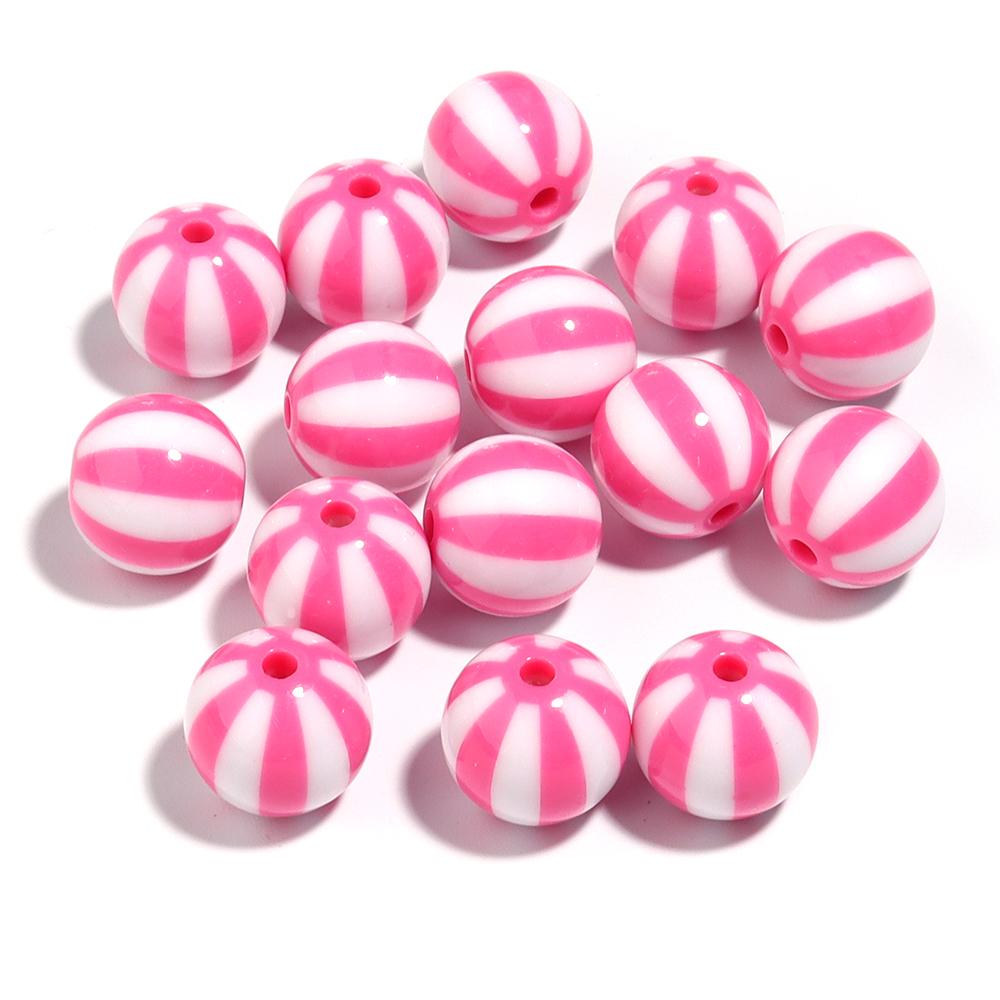 10-20pcs Acrylic Beads Big Hole Stripe Acrylic Beads Colorful Round Loose Spacer Beads For Jewelry Making DIY Bracelet Necklace