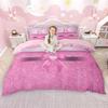 Homewish Personalized Initial Duvet Cover Set Princess Pink Quilt Cover Set Kawaii Sparkling Bow Knot Bedding Set