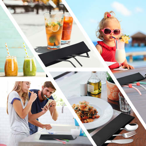 Aosbos Reusable Straw Pouch, Carry Case for Metal Straws, Paper Straws, Plastic Straws, Disposable Straws, Silicone Straws, Tumbler Straw Case, Stainl