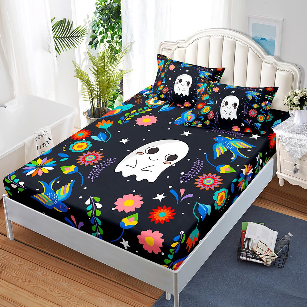 Happy Halloween Fitted Sheet Bed Mattress Protector Kid Pumpkin Bed Cover Twin Full Queen King Size Elastic Bed Sheet Pillowcase