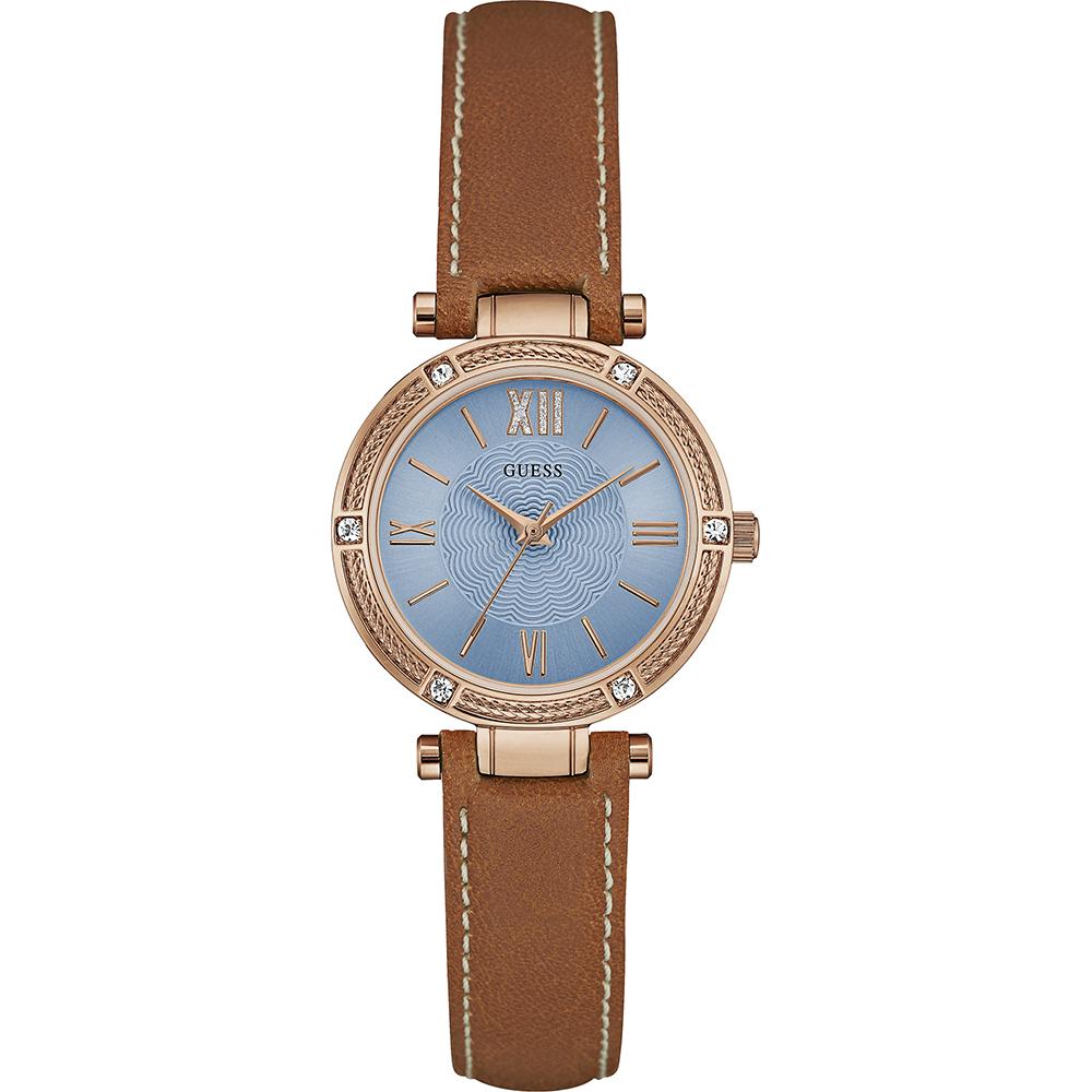 GUESS Park Ave South Rose Gold & Blue Leather Ladies Quartz Watch W0838L2 синий