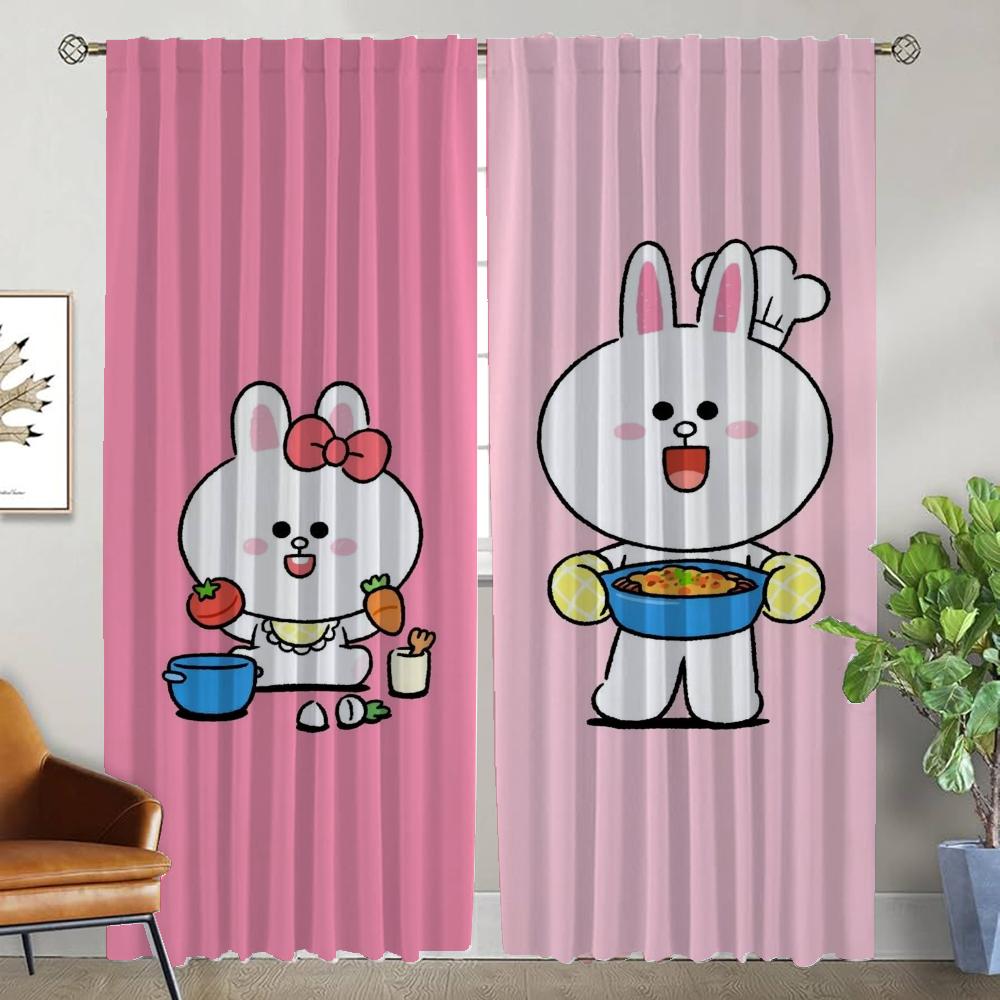 L-line Friends Kitchen Curtains for Living Room Partition Blackout Curtain Tulle for Bedroom Home Interior Curtains 2 Pieces