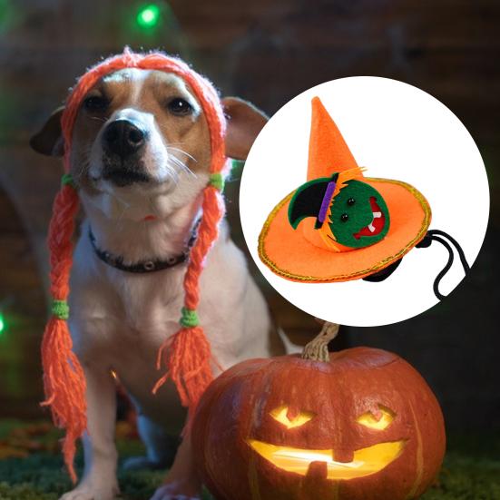 Petit Chapeau pour Chien Dessin Animé Citrouille Chauve-Souris Araignée Coiffe Réglable Mode Fête Robe