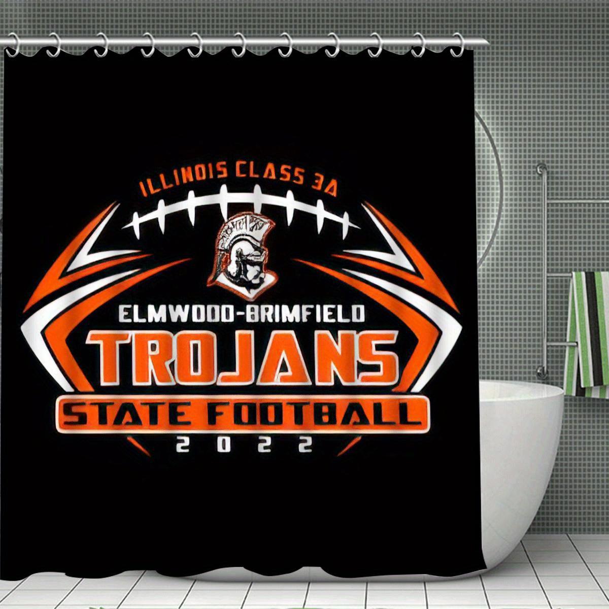 

Illinois Class 3A Football Spirit Shower Curtain For Sports Enthusiasts, Featuring The Bold And Vibrant Logo Of The Elmwood W60H190(CM)-1 Pcs