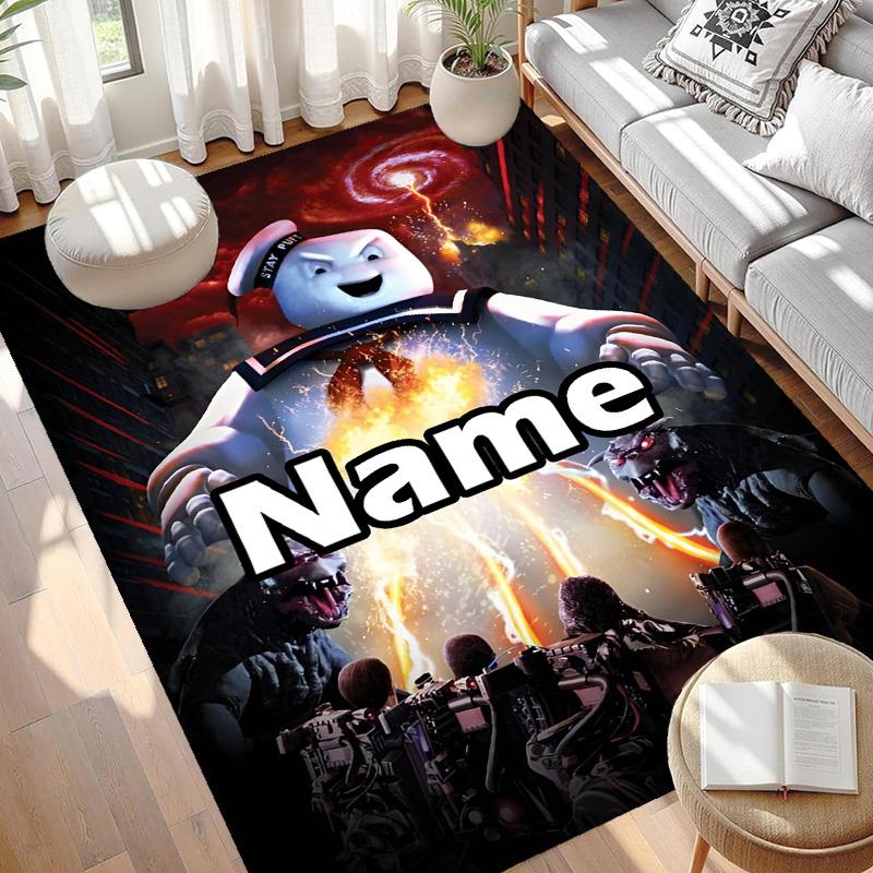 Custom Name Personalized Ghostbusters Print Carpet, Versatile Home Decor Rug, for Playroom, Apartment, Balcony, Entryway, Hallway Gift