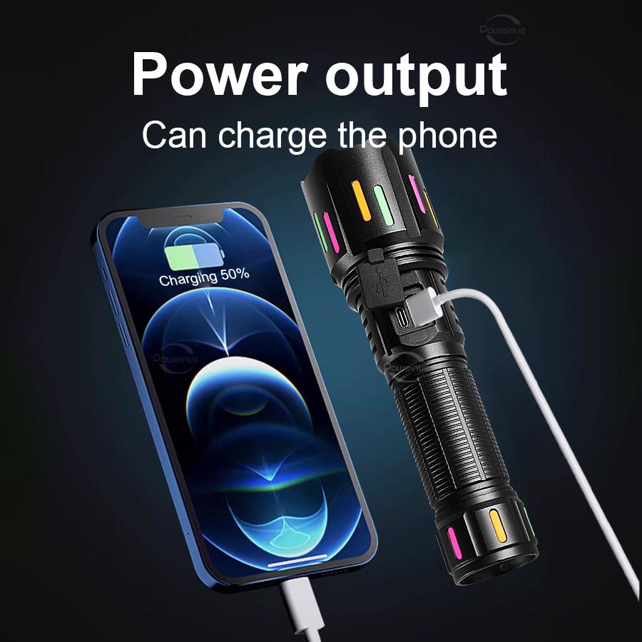 Super Bright Flashlight Portable Rechargeable LED Lamp Zoom Lantern Waterproof Outdoor Lights For Fishing