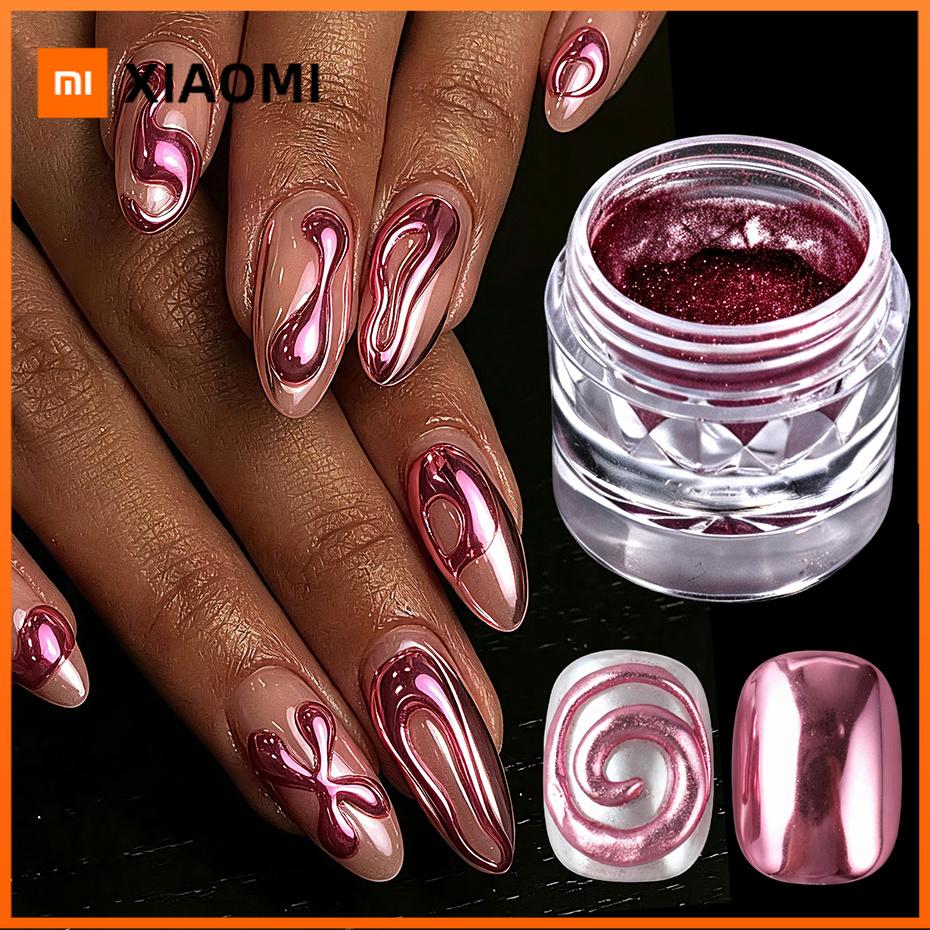 Xiaomi 1 Jar Chrome Rose Gold Nail Powder Metallic Mirror Effect Pigment Dust Glitter Powder For DIY Salon Manicure Nail Art Decoration