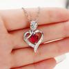 Women Red Heart Stone Pendant Necklace with Rose and Sparkling Accents Elegant Romantic Jewelry