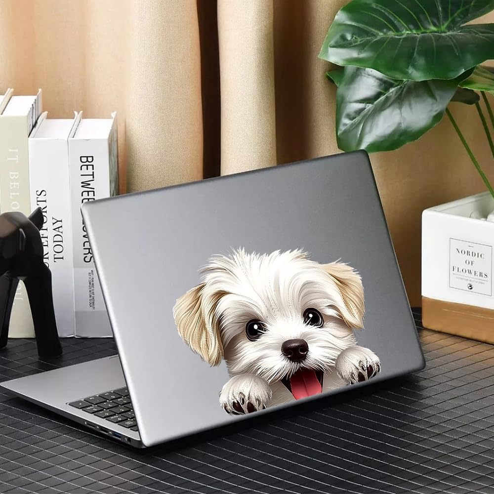 Cute Animal Dog Car Sticker Waterproof PVC Double-Sided Printed Puppy Car Decal Funny Dog Peeking Decal for Car Window Bumper Truck Wall Laptop Car