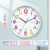 12 Inch Non-Ticking Wall Clock Children Classrooms Teaching Clock Hanging Kids Room Silent Colorful Decorative Clock Home Decor