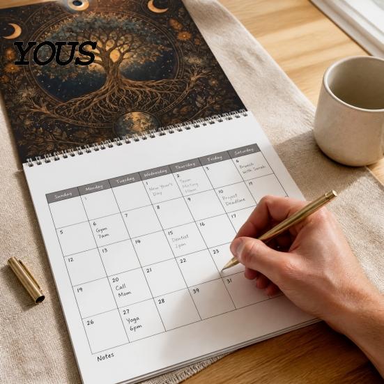 2025 Wall Calendar 2027 Tree of Life Calendar, Jan.2027-Dec.2027 12 Monthly Planner, Gift for Home Office Spiral Binding Hanging with Thick