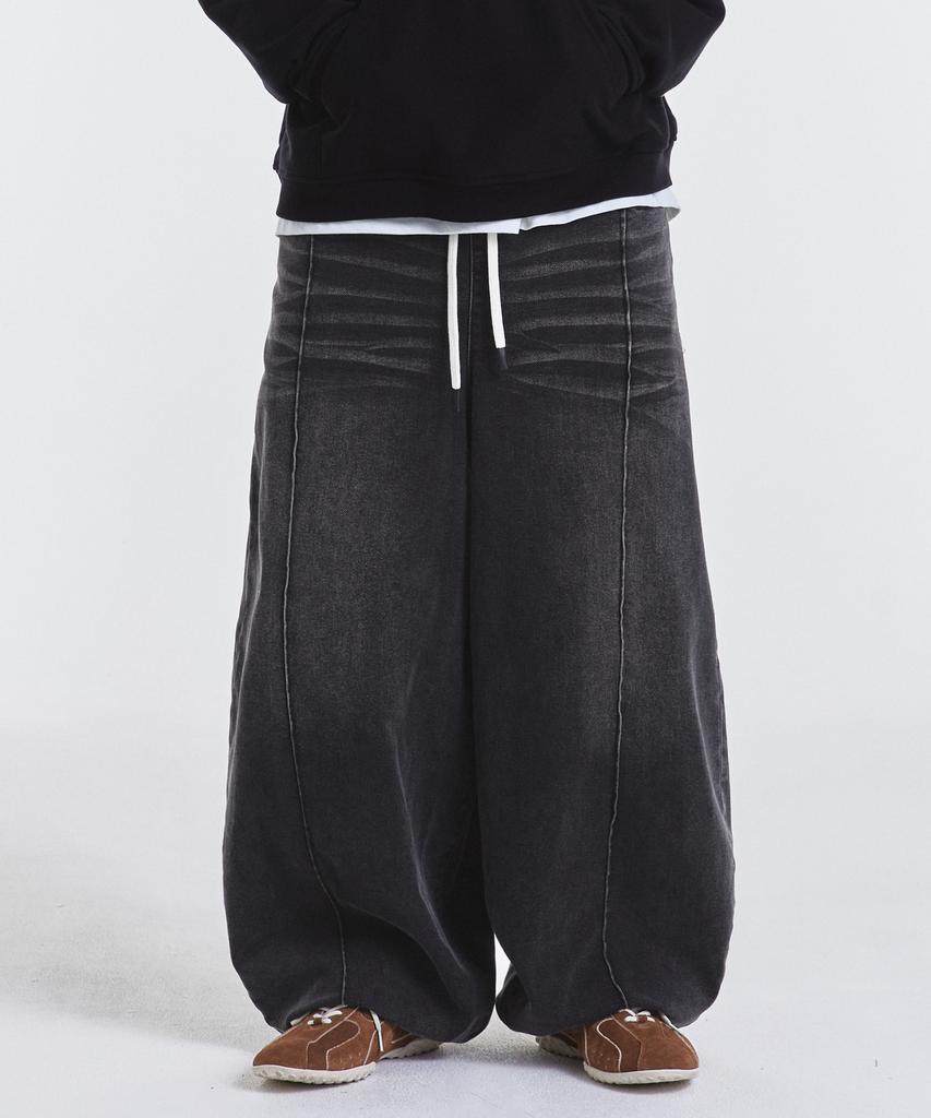 Gicheol Denim Sweat Balloon Pants (Washed Black)