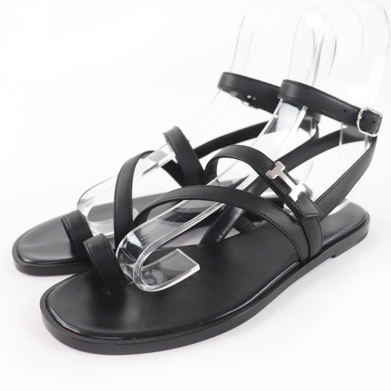 

Pristine HERMES Sandals Armoni HMetal Ankle Strap Leather black leather Women 35 Used