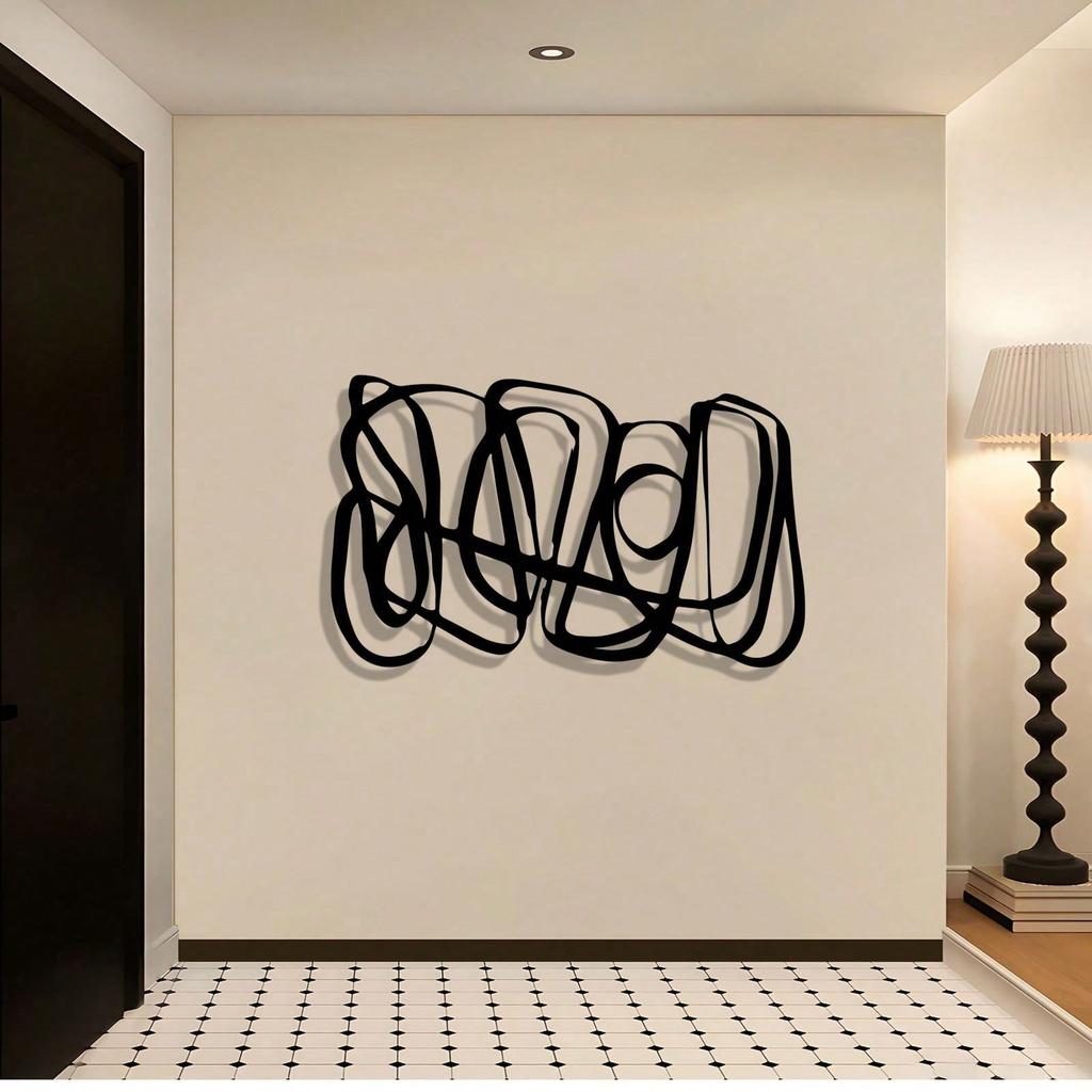 Modern Linjär Metallväggkonst Abstrakt Skulptur Väggdekoration för Hemkontor Samtida Gåva