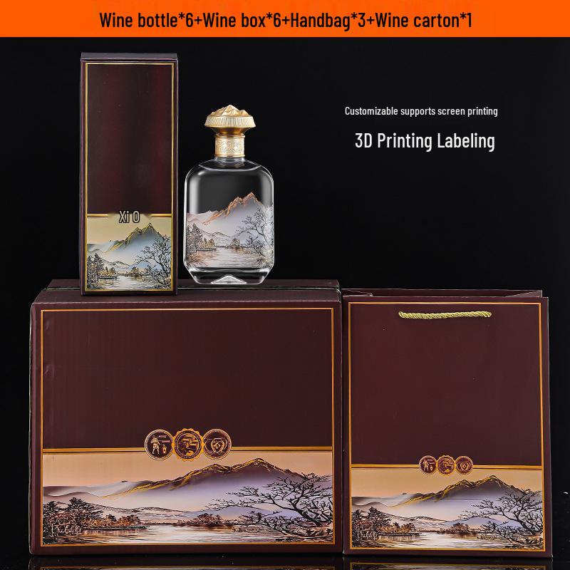 Custom 500ml Clear Glass Wine Bottles with Gift Box Packaging