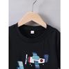 European Sizes Boys' Summer Short-Sleeve T-Shirt with a 'Cartoon Airplane' Print