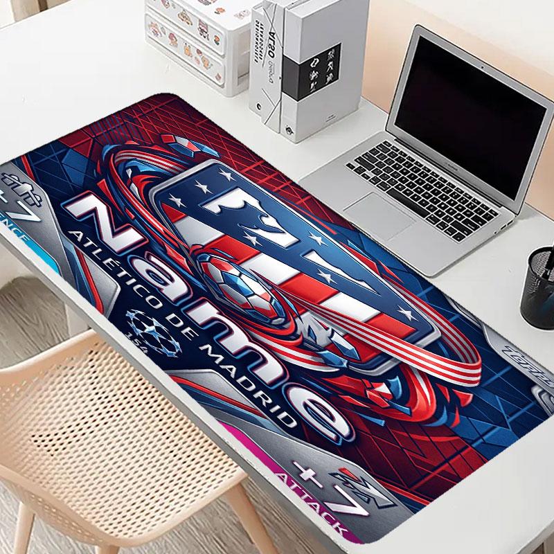 Custom Name Personalized Atletico Madrid Pattern Mousepad, Laptop PC Desk Mat, Decorative Desk Mat for Home Keyboard Pad Gift